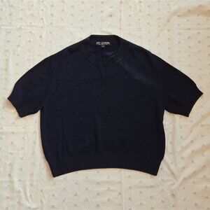 St. John Basics Navy Blue Knit Short Sleeve Sweater Top